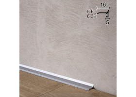 Ультратонкий алюмінієвий плінтус для підлоги Sintezal P-05, 16х5х2500мм. Анодований