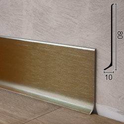 Брашированный алюминиевый плинтус для пола Sintezal P-80PT, 80х10х2500мм. Платина Сатин