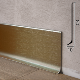 Брашированный алюминиевый плинтус для пола Sintezal P-80PT, 80х10х2500мм. Платина Сатин