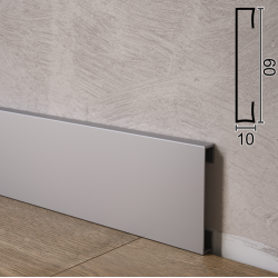 Прямокутний алюмінієвий плінтус для підлоги Sintezal P-89, 60х10х2500мм.