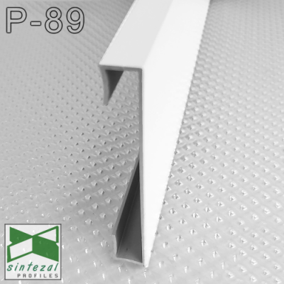 Дизайнерський алюмінієвий плінтус для підлоги Sintezal P-89W, H=60mm. Білий