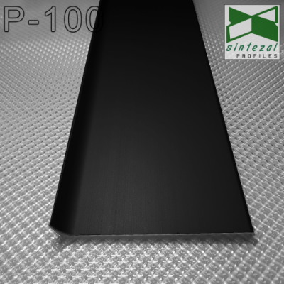 Плоский алюмінієвий плінтус для підлоги Sintezal P-100B, 100х10х2500мм. Чорний