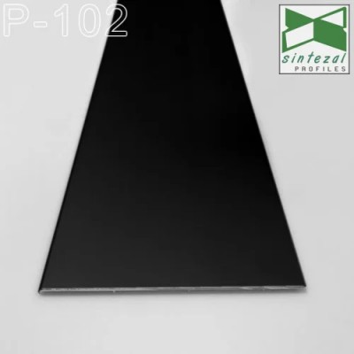 Ультраплоский алюминиевый плинтус для пола Sintezal P-102B, H=100mm. Чёрный