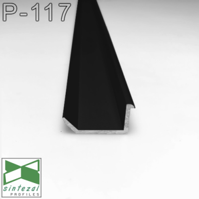 Скритий алюмінієвий плінтус з тіньовим швом Sintezal Р-117B, H=20mm. Чорний