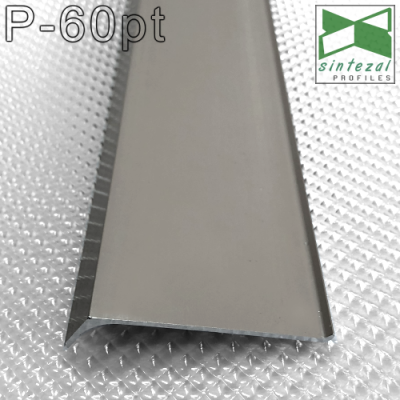 Дизайнерський алюмінієвий плінтус для підлоги Sintezal P-60PT, H=60mm. Платина Сатин