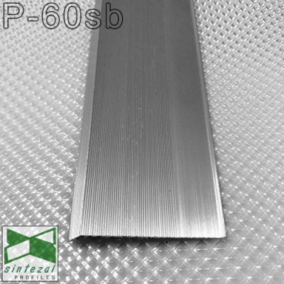 Дизайнерський алюмінієвий плінтус для підлоги Sintezal P-60SB, H=60mm. Срібло Сатин