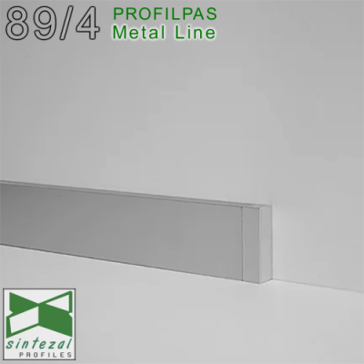 Прямоугольный алюминиевый плинтус для пола Profilpas Metal Line 89/4, H=40mm. Италия