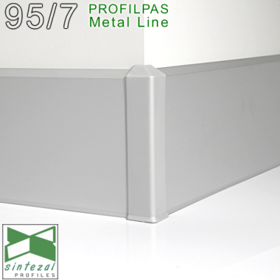 Дизайнерский алюминиевый плинтус Profilpas Metal Line 95/7, H=70mm. Италия