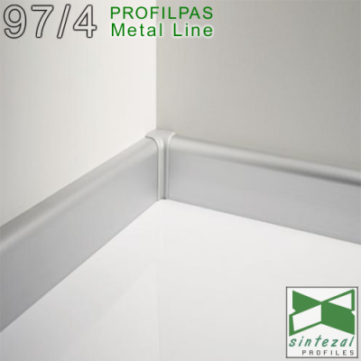 Дизайнерський алюмінієвий плінтус для підлоги Profilpas Metal Line 97/4, H=40mm.