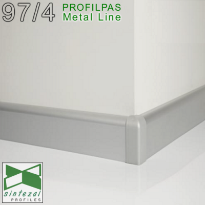 Дизайнерський алюмінієвий плінтус для підлоги Profilpas Metal Line 97/4, H=40mm.