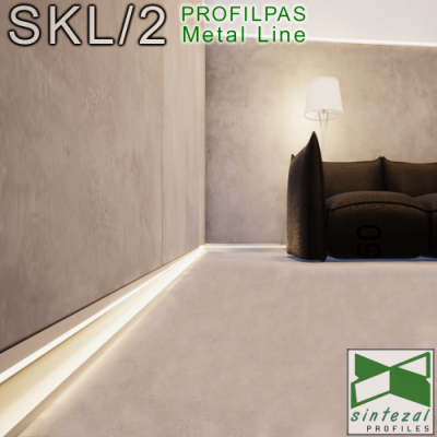 Скритий LED плінтус алюмінієвий під гіпсокартон  Profilpas SKL/2, H=63mm. 