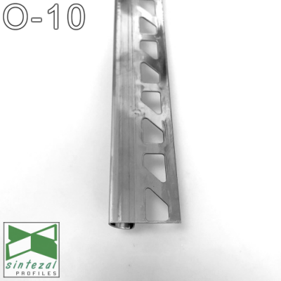Соединительный полукруглый угловой профиль для плитки 10мм.,11х31х2500мм. Полированная нержавеющая сталь.