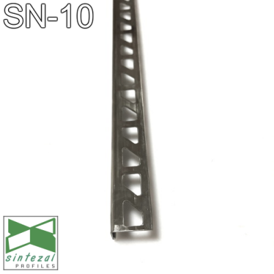 Торцевий профіль для плитки 10 мм Полірована нержавіюча сталь, 11х23х2500мм.