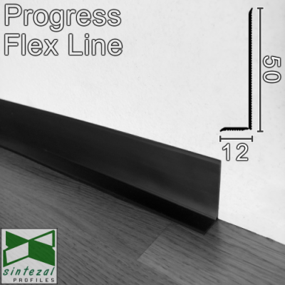 Гибкий виниловый плинтус для пола Progress Profiles 62F, 50x12mm. Италия