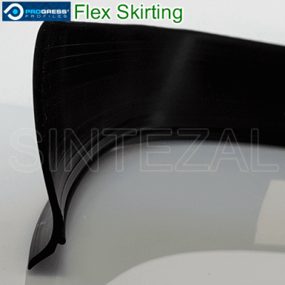 Чорний гнучкий плінтус для підлоги Progress Flex Skirting 60x10mm., Італія