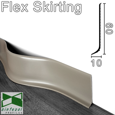 Гибкий плинтус напольный из винила Progress Flex Skirting 60x10mm., Тёмно-серый